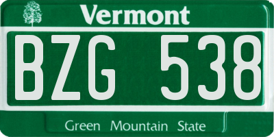 VT license plate BZG538