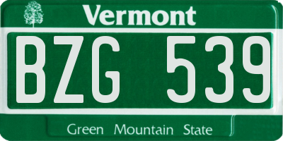 VT license plate BZG539