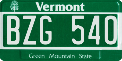 VT license plate BZG540