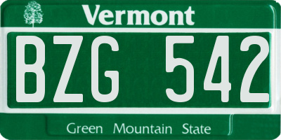 VT license plate BZG542