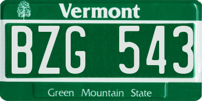 VT license plate BZG543