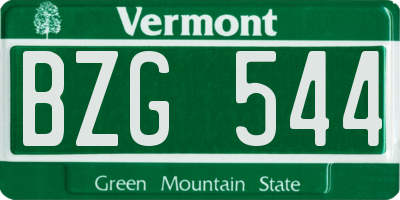 VT license plate BZG544