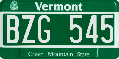 VT license plate BZG545