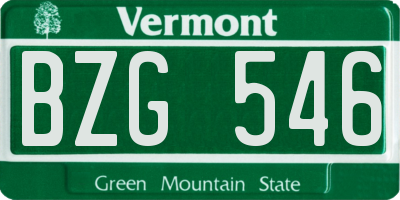 VT license plate BZG546