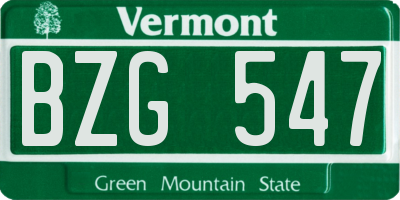 VT license plate BZG547