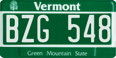 VT license plate BZG548