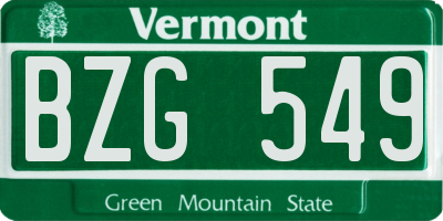 VT license plate BZG549