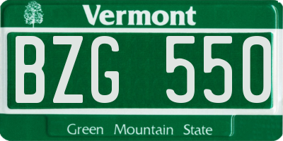 VT license plate BZG550