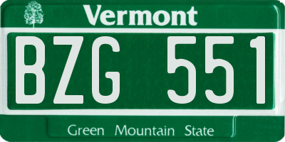VT license plate BZG551