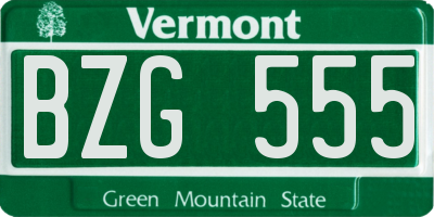 VT license plate BZG555