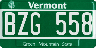 VT license plate BZG558