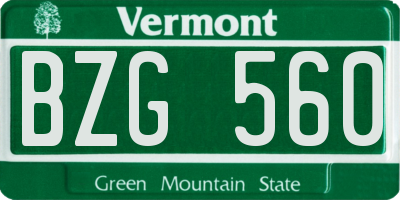 VT license plate BZG560