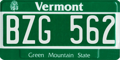 VT license plate BZG562