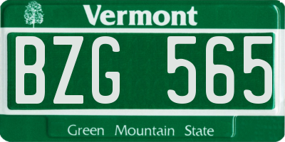 VT license plate BZG565