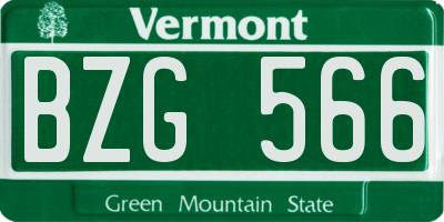 VT license plate BZG566