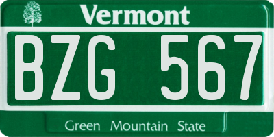 VT license plate BZG567