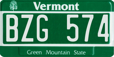 VT license plate BZG574