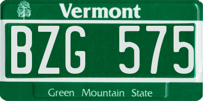 VT license plate BZG575