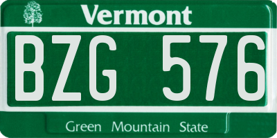 VT license plate BZG576