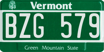VT license plate BZG579