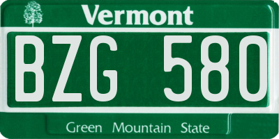 VT license plate BZG580