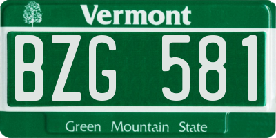 VT license plate BZG581