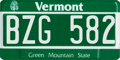 VT license plate BZG582