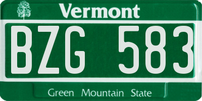 VT license plate BZG583