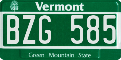 VT license plate BZG585