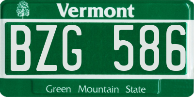 VT license plate BZG586