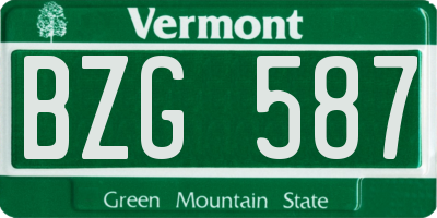 VT license plate BZG587