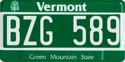 VT license plate BZG589
