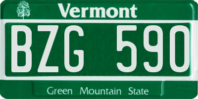 VT license plate BZG590