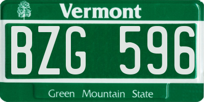 VT license plate BZG596