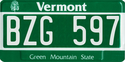 VT license plate BZG597