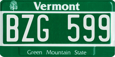 VT license plate BZG599