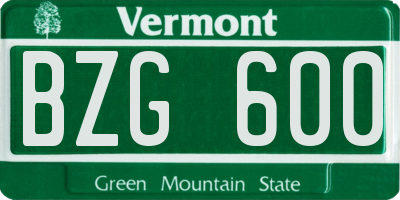 VT license plate BZG600