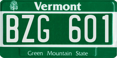 VT license plate BZG601