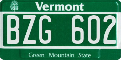 VT license plate BZG602