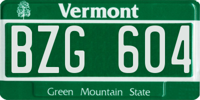 VT license plate BZG604