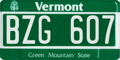 VT license plate BZG607