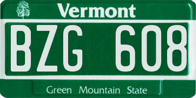 VT license plate BZG608