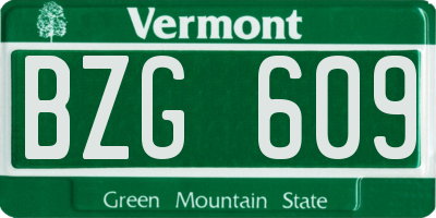 VT license plate BZG609