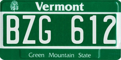 VT license plate BZG612