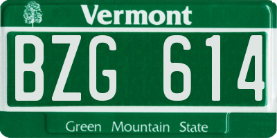 VT license plate BZG614