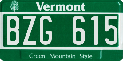 VT license plate BZG615