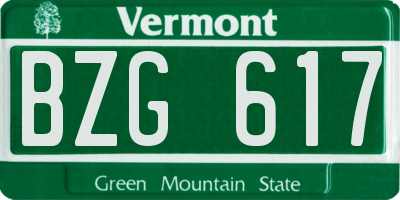 VT license plate BZG617