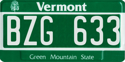 VT license plate BZG633