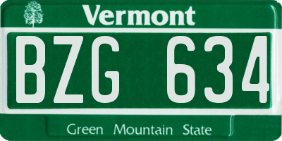VT license plate BZG634