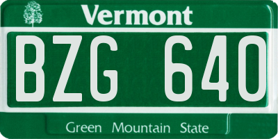 VT license plate BZG640